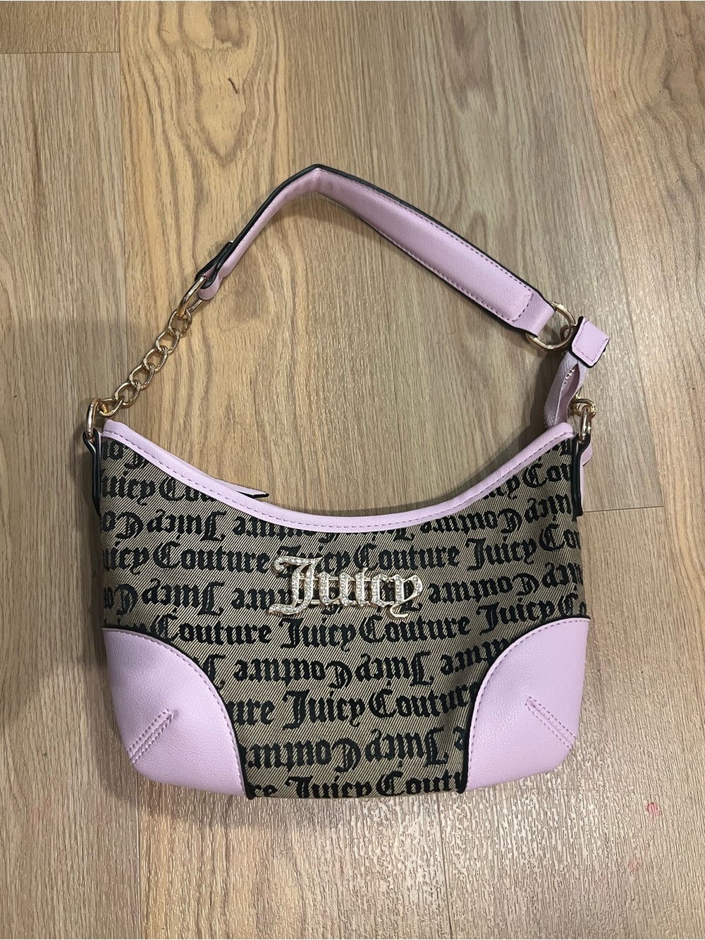 Juicy Couture Pink Trim Logo Canvas Shoulder Bag